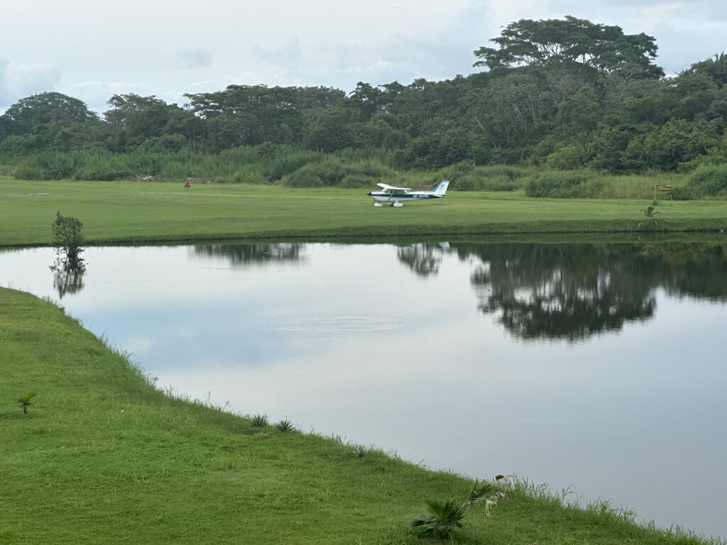 Scenic flight approaching Lago Bay Airstrip area