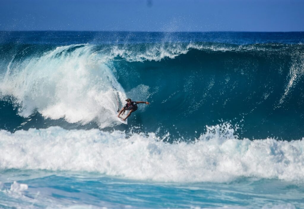 Aerial view of La Punta surf break in Santa Catalina