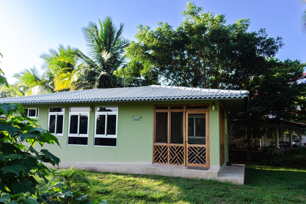 Aerial view of Lago Bay vacation homes and private beachfront near Santa Catalina, Panama