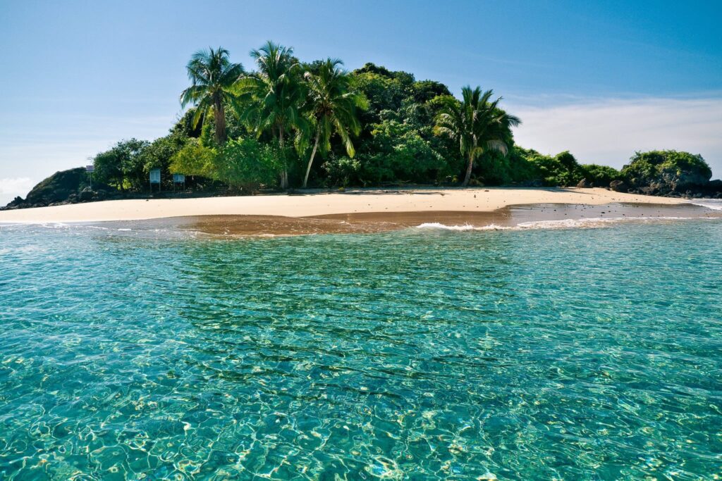 Sunset over Coiba Island and Pacific Ocean