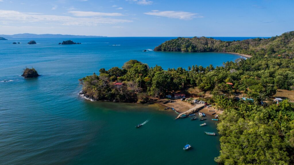 View of Coiba National Park islands from boat