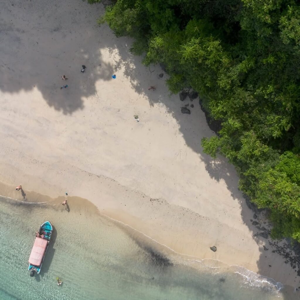 Granito de Oro islet with white sand and turquoise water