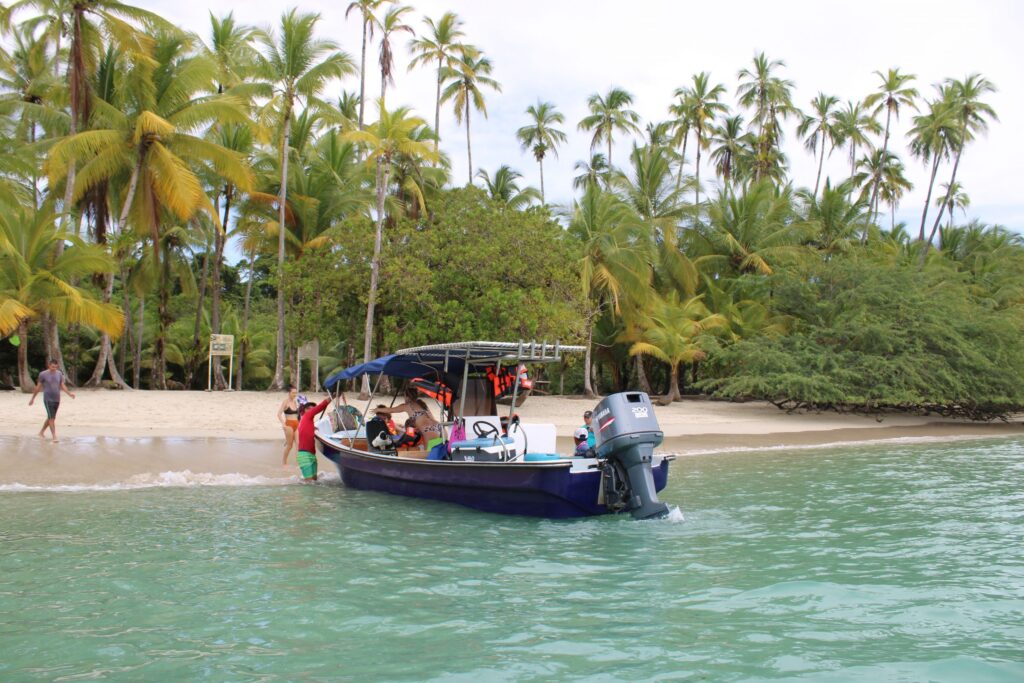 Scuba diver surfacing near Coiba Island boat