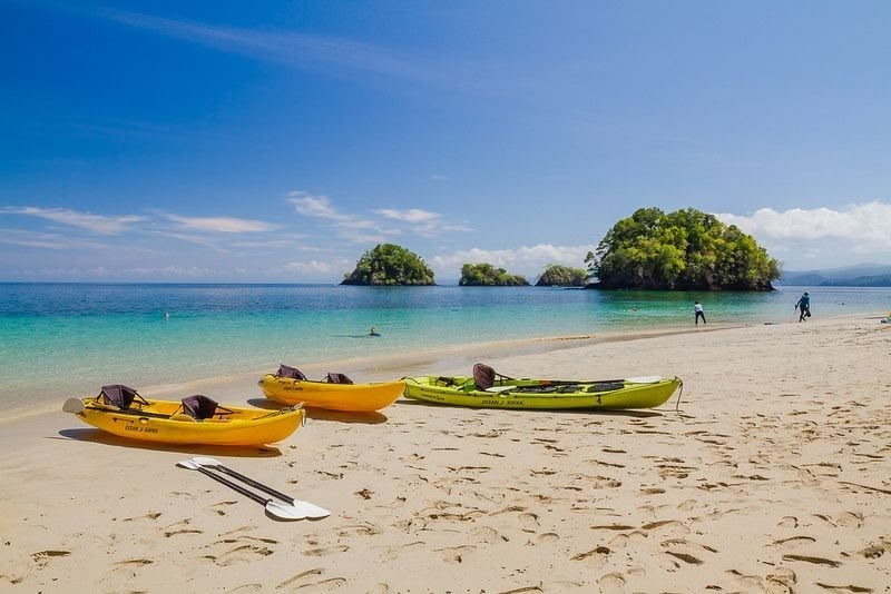 Clear turquoise shallows and reef near Coiba Island