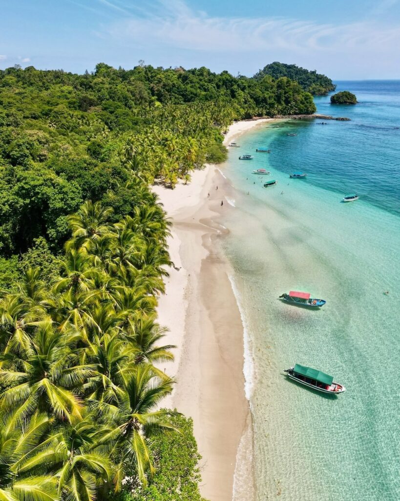 Aerial view of Lago Bay coastline near Santa Catalina